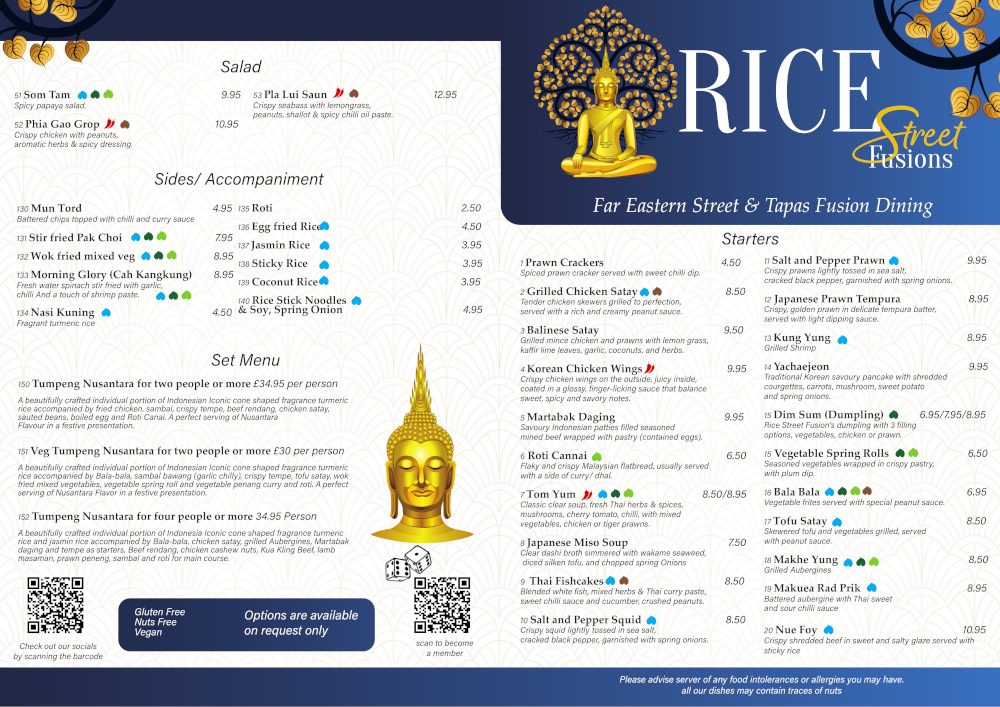 Rice Street Fusions Main Menu